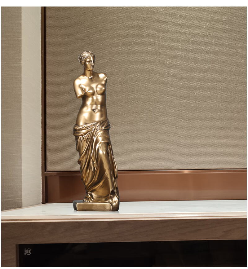 轻奢美式家居装饰品雕像摆件客厅玄关艺术品女神像摆设金色断臂维纳斯