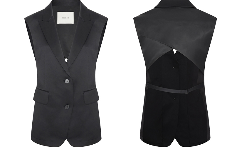 edition解构露背西装马甲女款显瘦休闲黑色s160