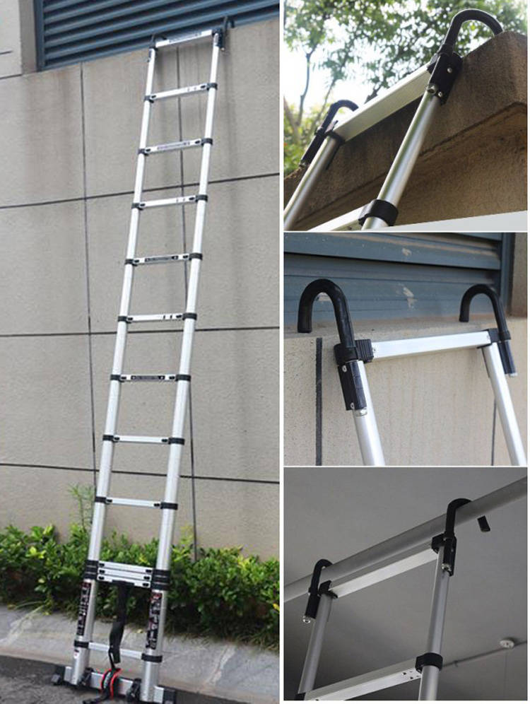 晟韬伸缩梯家用梯人字梯加厚 特高加固1米到8米带钩子单面一字伸缩梯