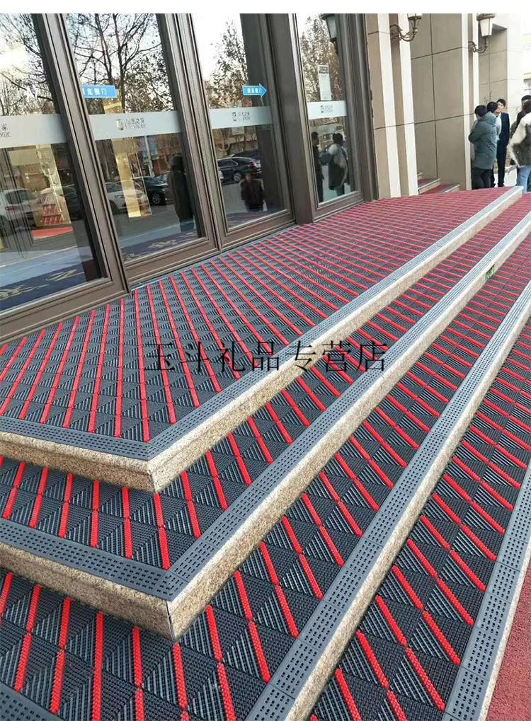 防滑门口进门塑料蹭土酒店商用户外入户门前地毯灰块红三刷75120cm