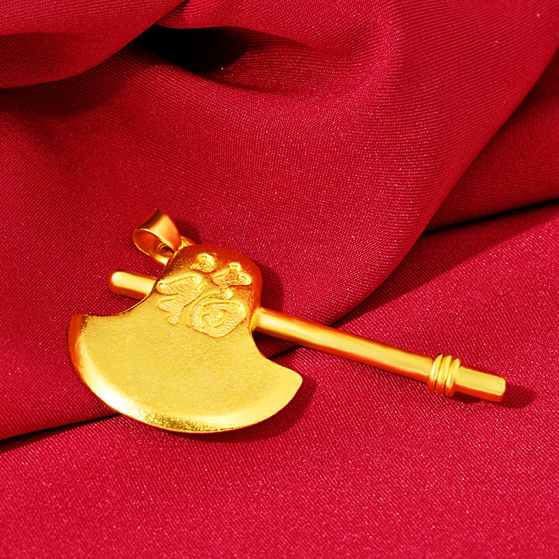 项链女士黄铜镀金斧头形状吊坠时尚气质百搭首饰礼物沙金生日礼物节日