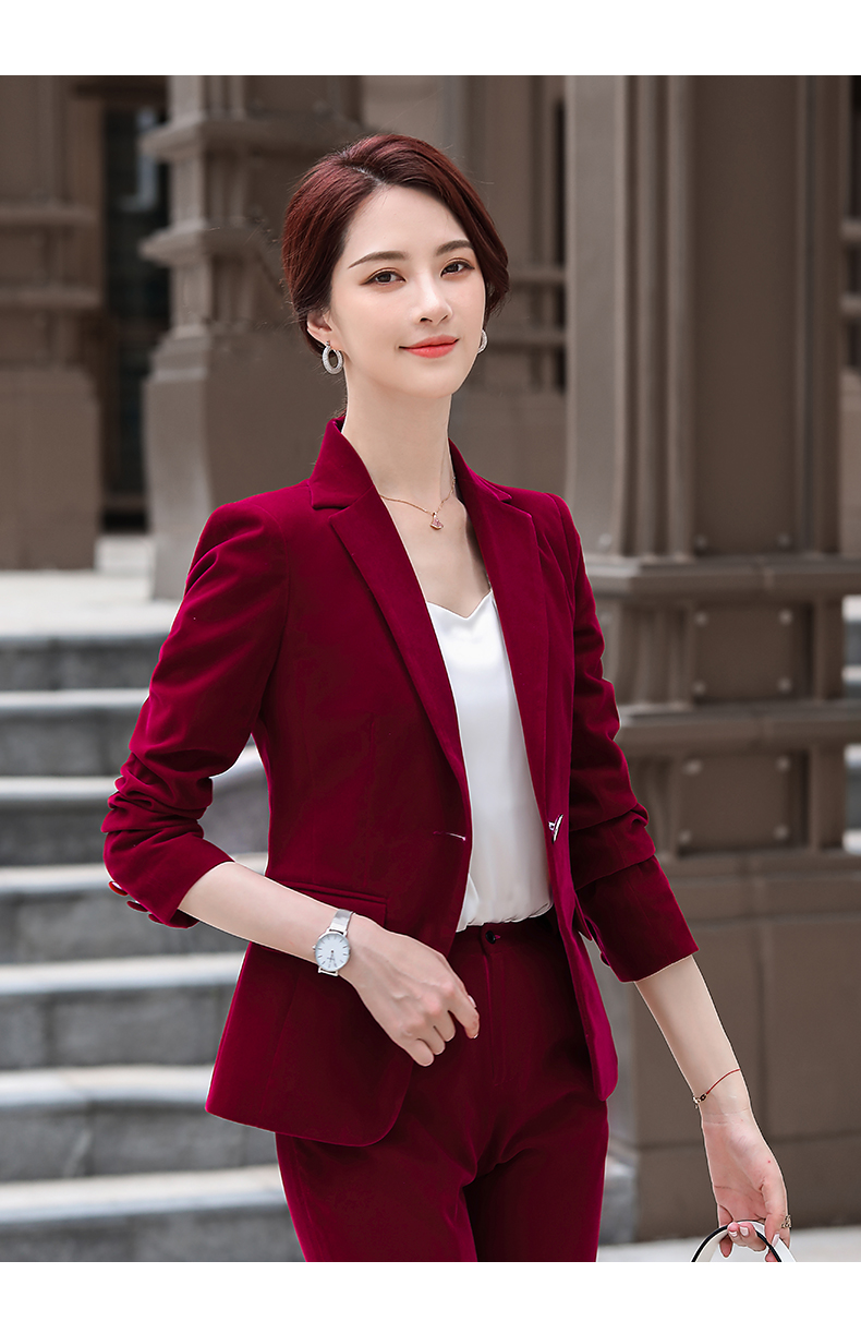 小西装外套女春秋2022新款韩版时尚休闲职业西服套装单件酒红色西装s