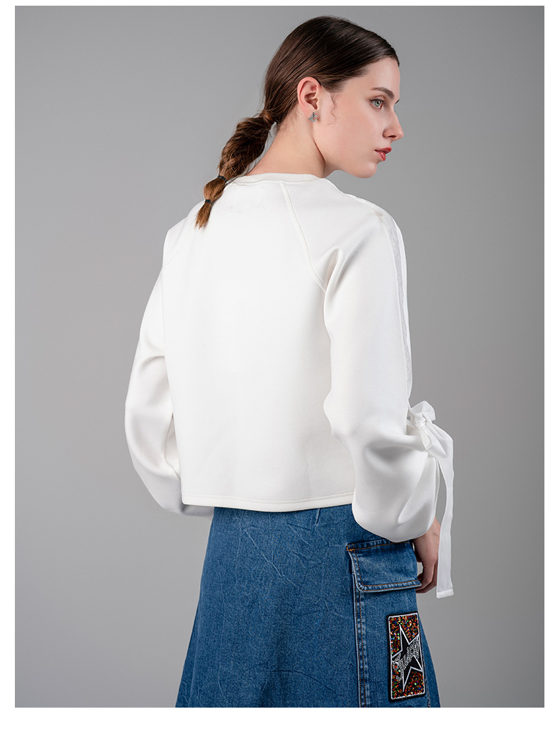 juicy couture橘滋女装春季新品织带珠片刺绣长袖针织圆领卫衣女 粉红