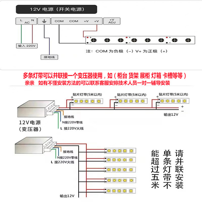 低压灯带led软低压12v贴片灯带长条户外防水超亮24伏灯箱自粘展示柜台