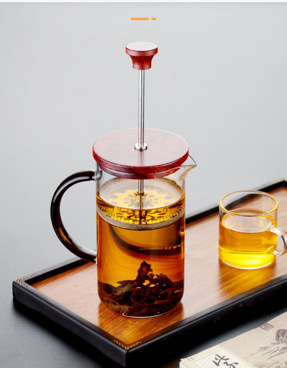 古哲孙俪同款玻璃法压壶家用法式滤压壶耐热冲茶器打奶泡飘逸杯 法压