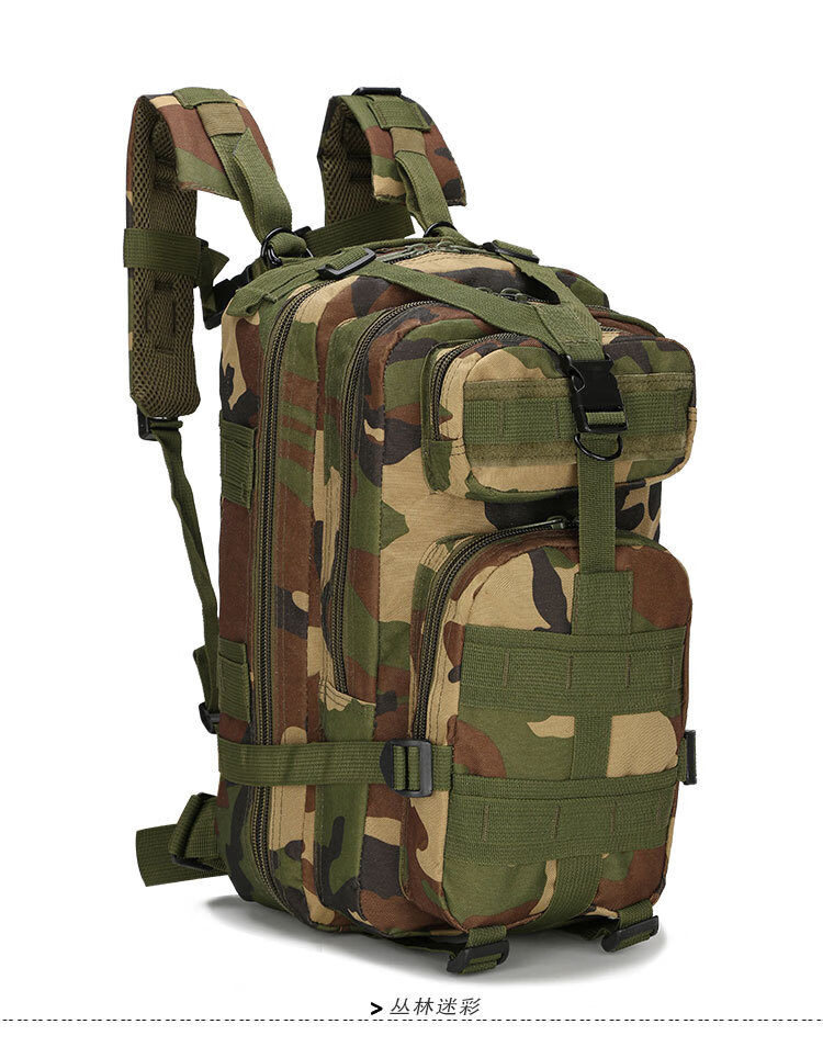 户外战术包训练装备野营背包 运动驴友双肩包3p背包单拉 黑色 均码