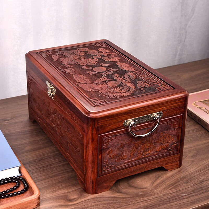 初心如雪酸枝木实木首饰盒中国风古典中式首饰收纳盒珠宝盒大容量手