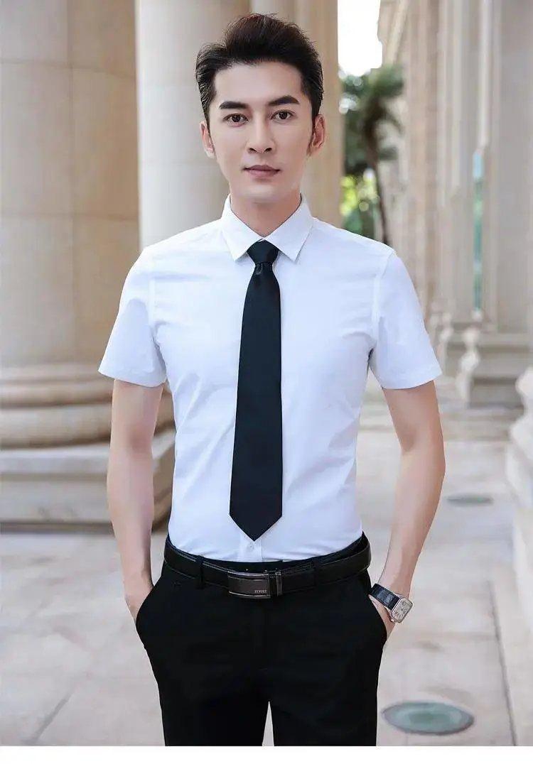 衬衫西裤套装男士正装白衬衫试修身大学生求职加领带毕业照西装38 浅