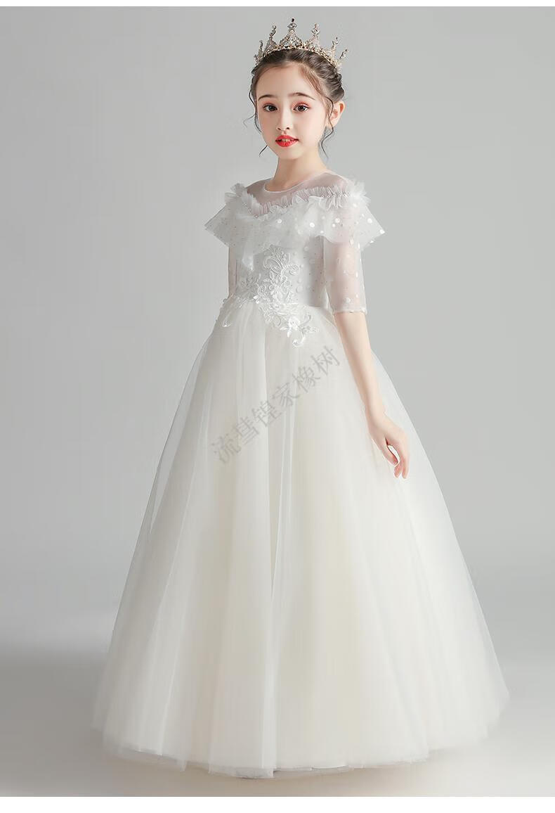 白纱裙花童婚礼小女孩礼服钢琴演奏服女童儿童婚纱裙日公主裙洋气蓬蓬