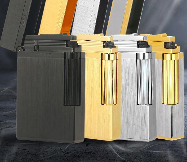 calories卡路卡鲁斯打火机双色拉丝纯铜创意个性潮男士朗声打火机侧