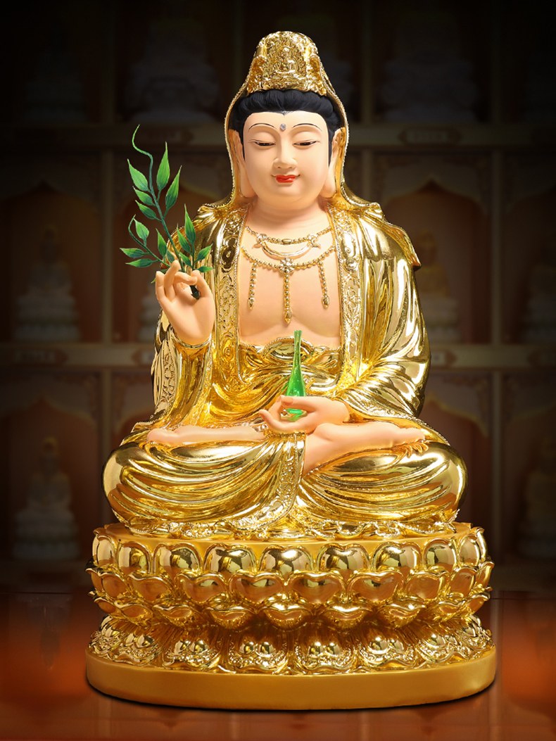 2021新款慈缘阁观音佛像供奉家用南海子观音菩萨居家坐莲菩萨像摆件