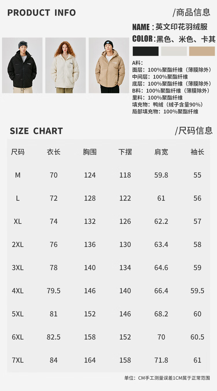 型曼冬季新款加厚保暖连帽羽绒服男宽松外套羽绒冬装男潮面包加大码冬装羽绒外套男潮面包服 黑色 M详情图片2