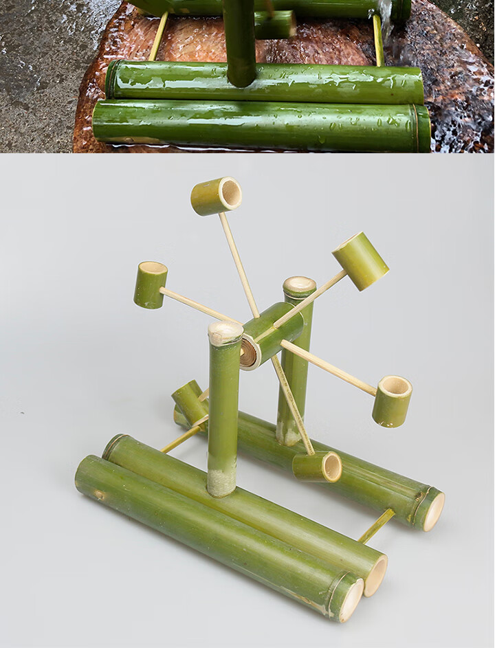 手工定制竹子做的水轮车模型洗澡竹水车六一儿童戏水竹制玩具传统复古