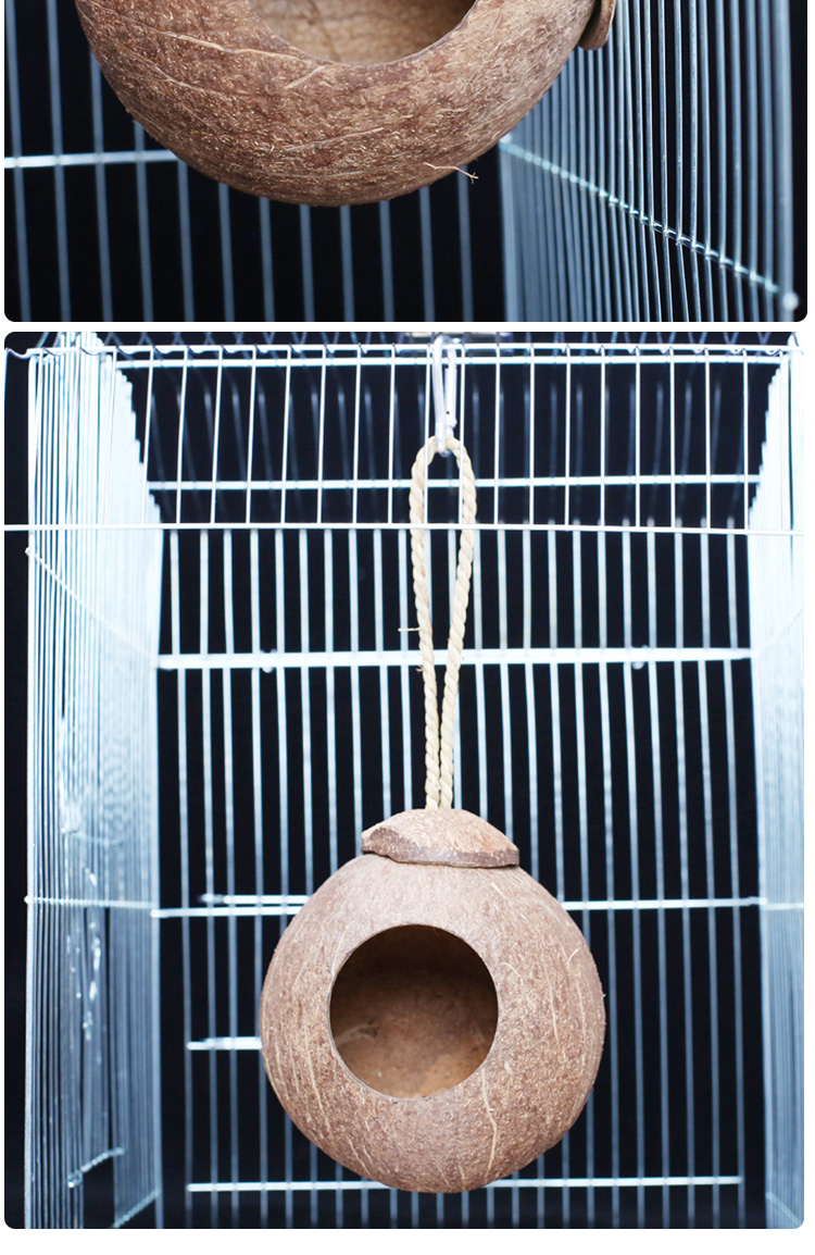 鸟窝鸟巢虎皮牡丹鹦鹉保暖小房子文鸟小鸟繁殖窝鸟用椰壳我椰子巢大号