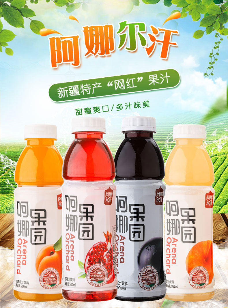 晨臻阿娜果园鲜榨石榴汁500ml15瓶小白杏汁蟠桃汁黑加仑汁代餐饮料