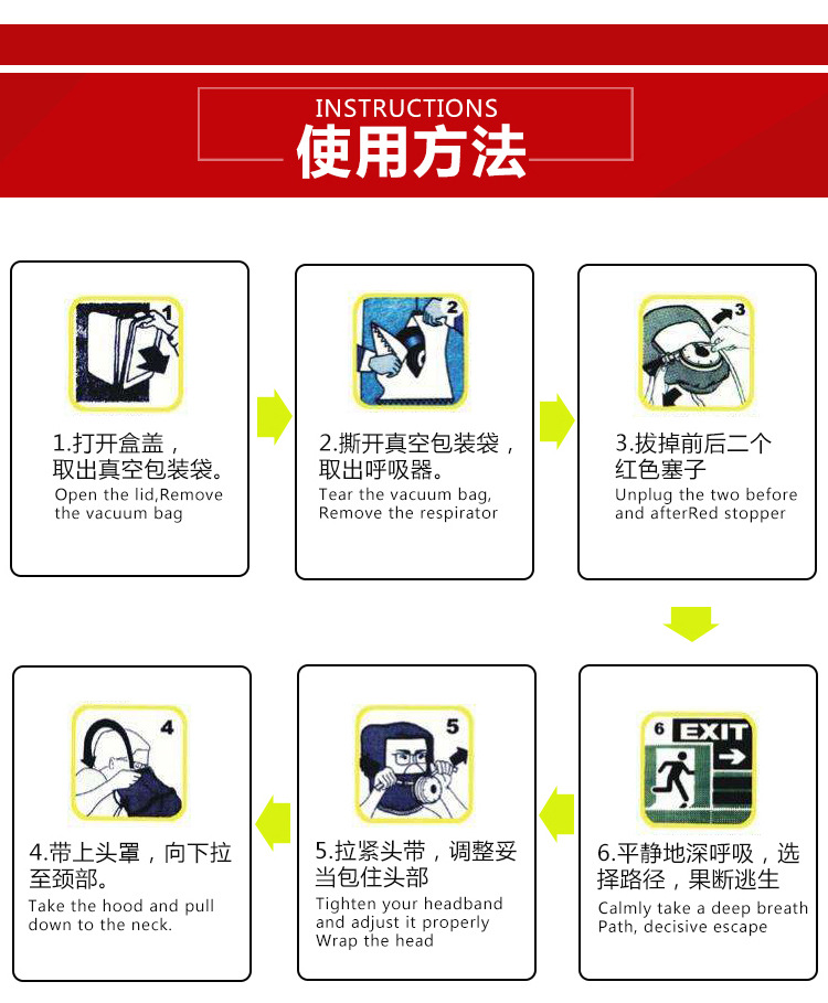 酒店使用防毒面具消毒面具火烟面具自救呼吸器火灾逃生空面罩酒店宾馆