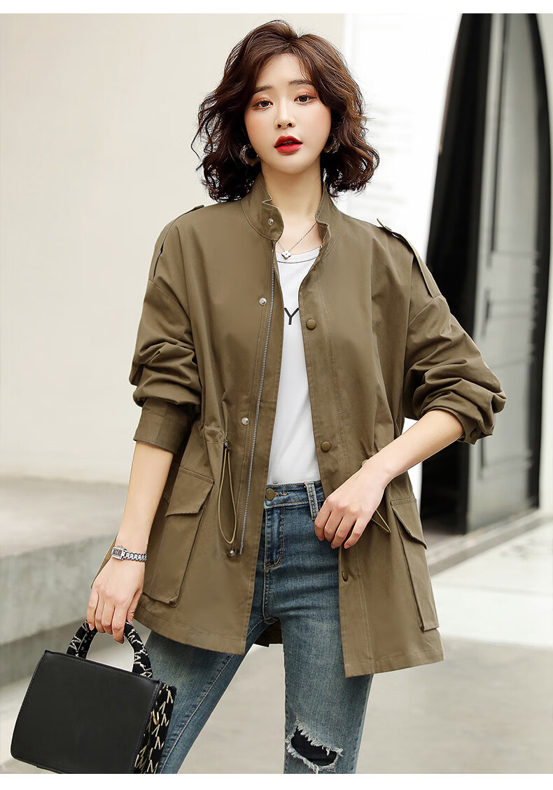 佰蓝娇2021春装新款春季女装春秋时尚韩版女士休闲宽松小个子工装风衣