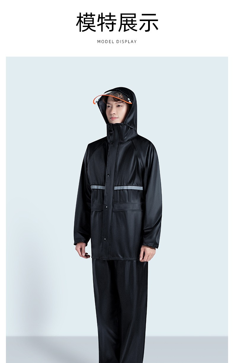 日本雨衣雨裤套装防水加厚长款全身防暴雨女男性摩托车分体雨披藏青