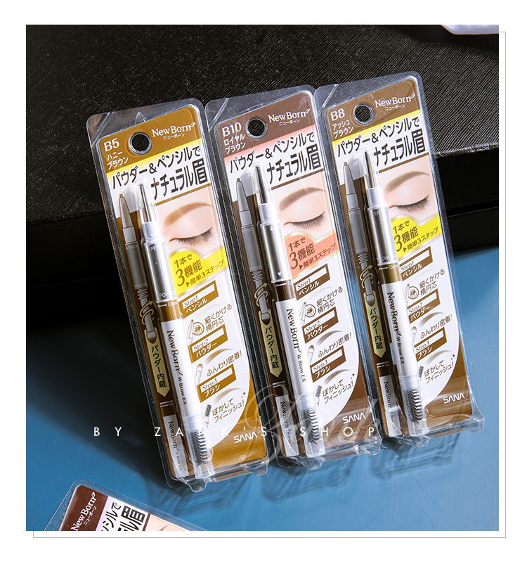 莎娜sana眉笔三合眉粉眉刷双头newborn旋转水初学拉线送女友b9浅茶