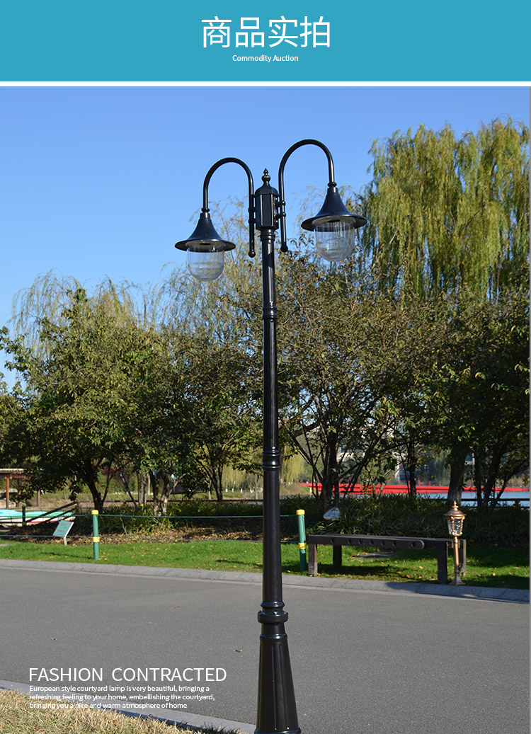 欧式庭院灯户外防水双头三头景观灯小区路灯杆灯罩改造花园草坪灯21米