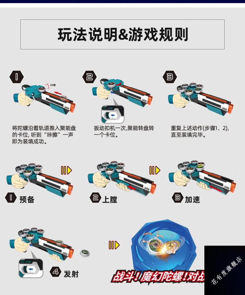 灵动创想魔幻陀螺4儿童玩具新款雷影六核聚能引擎6发左轮三发5代新年