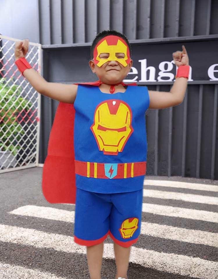 valor man儿童环保时装秀服装男孩手工衣服diy材料自制幼儿园亲子表演