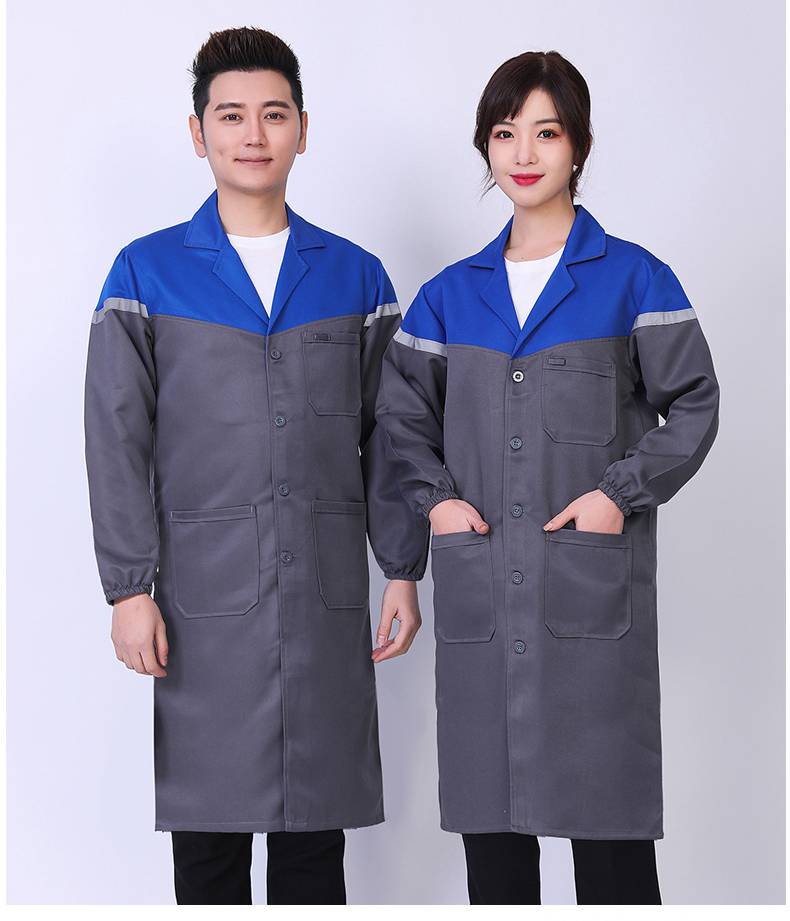 蓝大褂工作服加肥加大搬货衣服男大褂劳保服春秋季罩衣定制长款白色