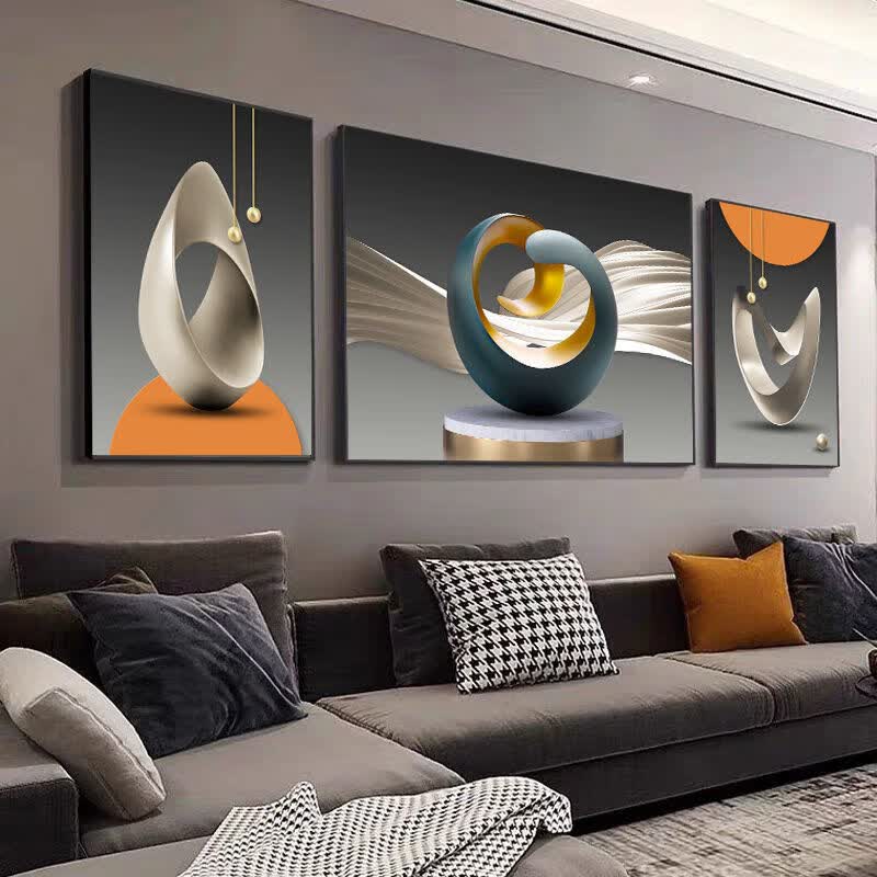 上新装饰字画一现代简约新款客厅三联画沙发背景墙装饰画挂画晶瓷玻璃