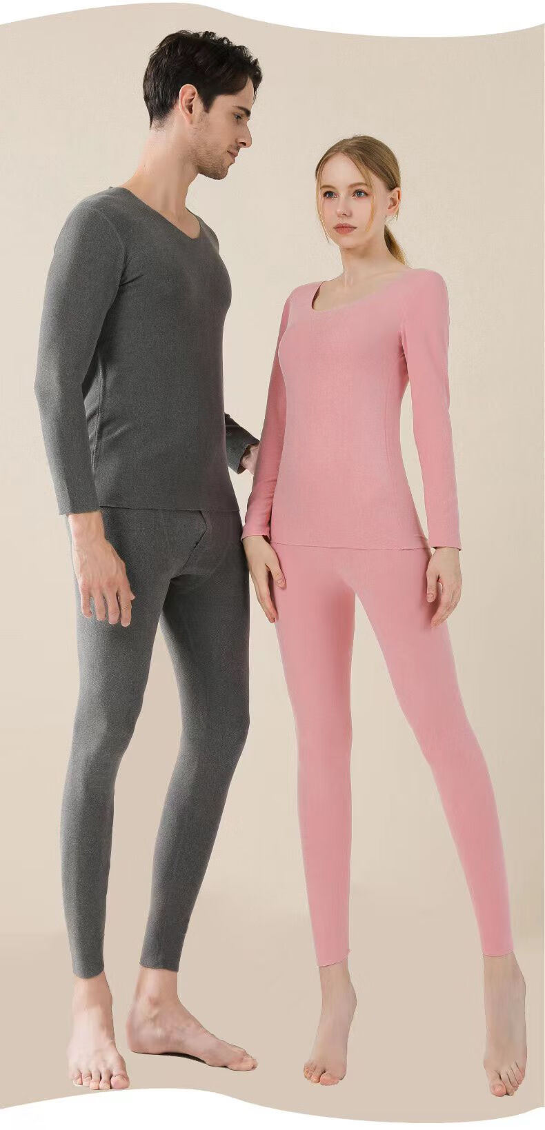 防寒男女无痕自发热情侣秋衣秋裤套装 【ab面双层德绒发热】男款-黑色