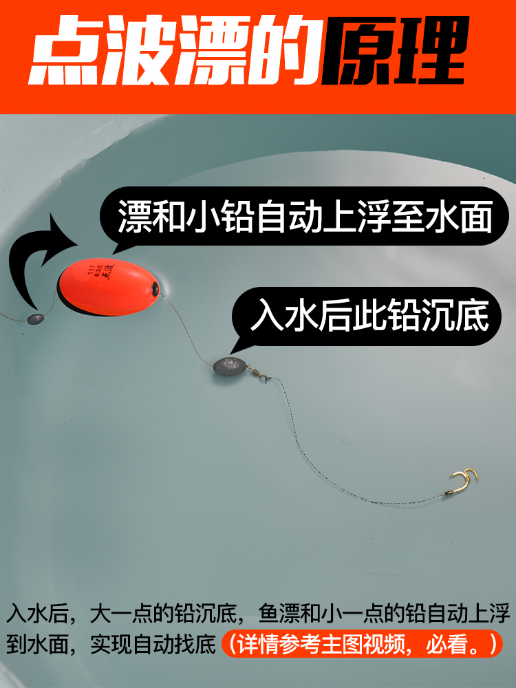加粗醒目渔具自动找底免调漂钓鱼神器全套装备 点波漂小号(送2颗铅坠)
