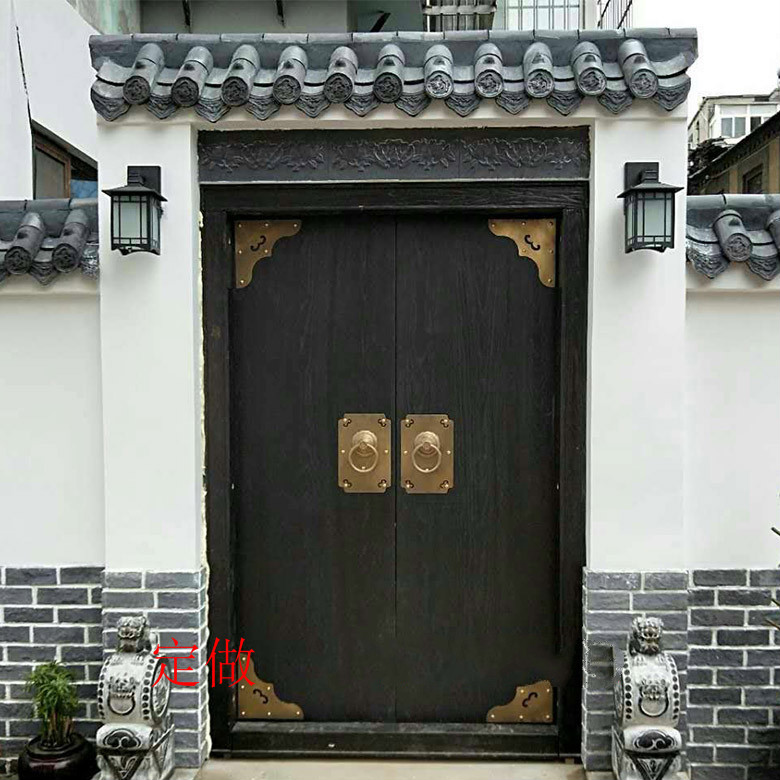 实木大门中式仿古别墅庭院大门农村进户门室外木大门山庄围墙大门门板