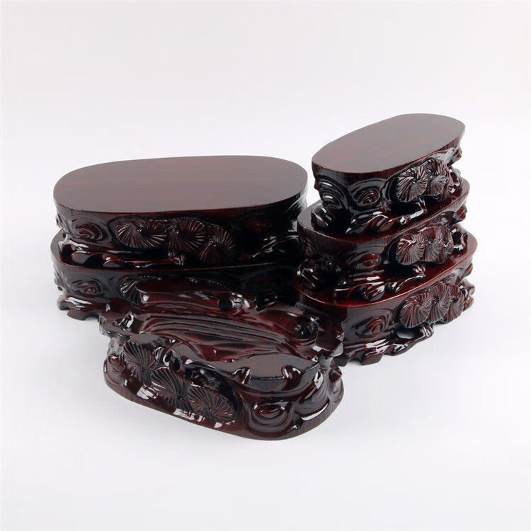 实摆件花盆景奇石底座可挖槽根雕花瓶泰山石圆形玉石头雕刻座子p 7号