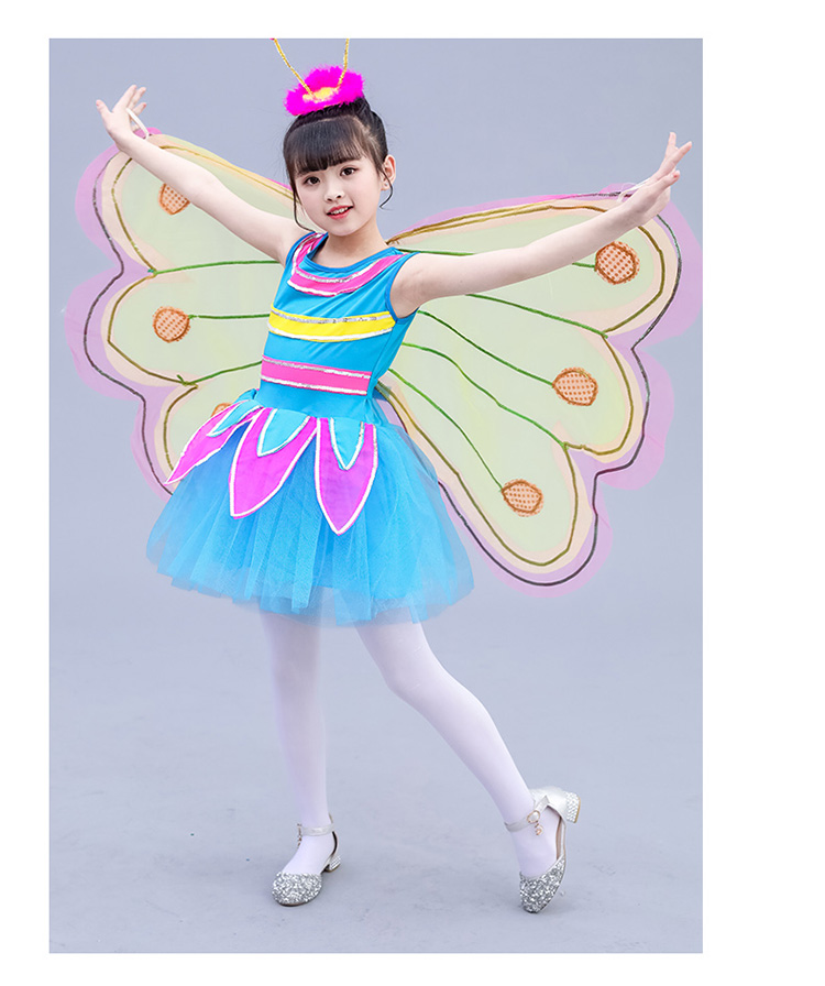 元旦儿童动物演出服幼儿表演服女童翅膀虫儿飞舞蹈服蝴蝶演出服装白色