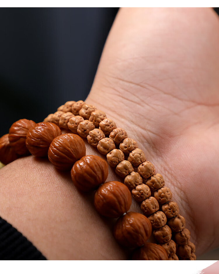 藏式佛手小金刚菩提子玄武纹三日红原籽直切108颗佛珠男女手串链