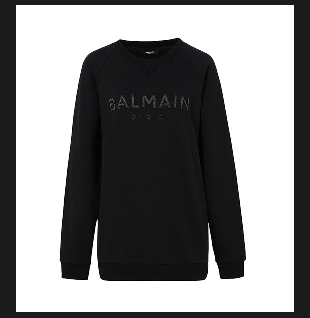 520礼物balmain巴尔曼女士经典logo刺绣圆领宽松卫衣套头衫uf13691i