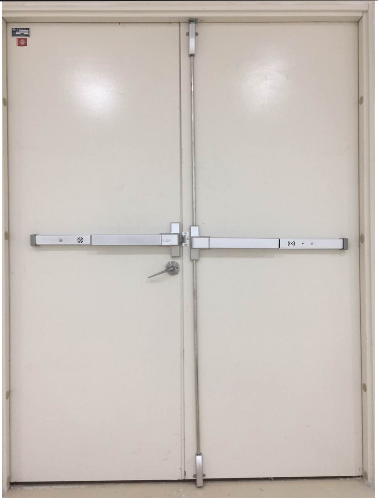 消防通道锁推杆锁防火锁消防门逃生天地锁双门逃生锁报警器x 烤漆外