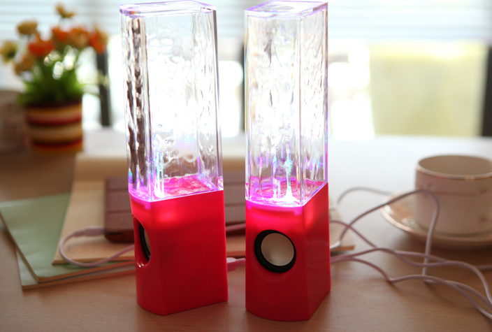 创意水舞水柱七彩灯音响usb电脑音箱音乐喷水喷泉手机笔记本适用桌面