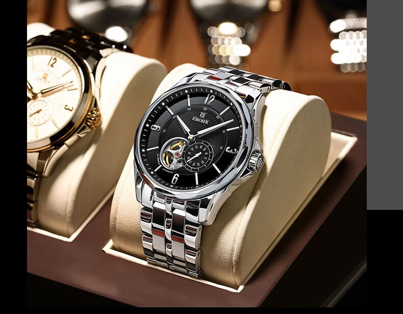 依波表(ebohr)手表男士镂空全自动机械表防水夜光钨钢带款时尚运动