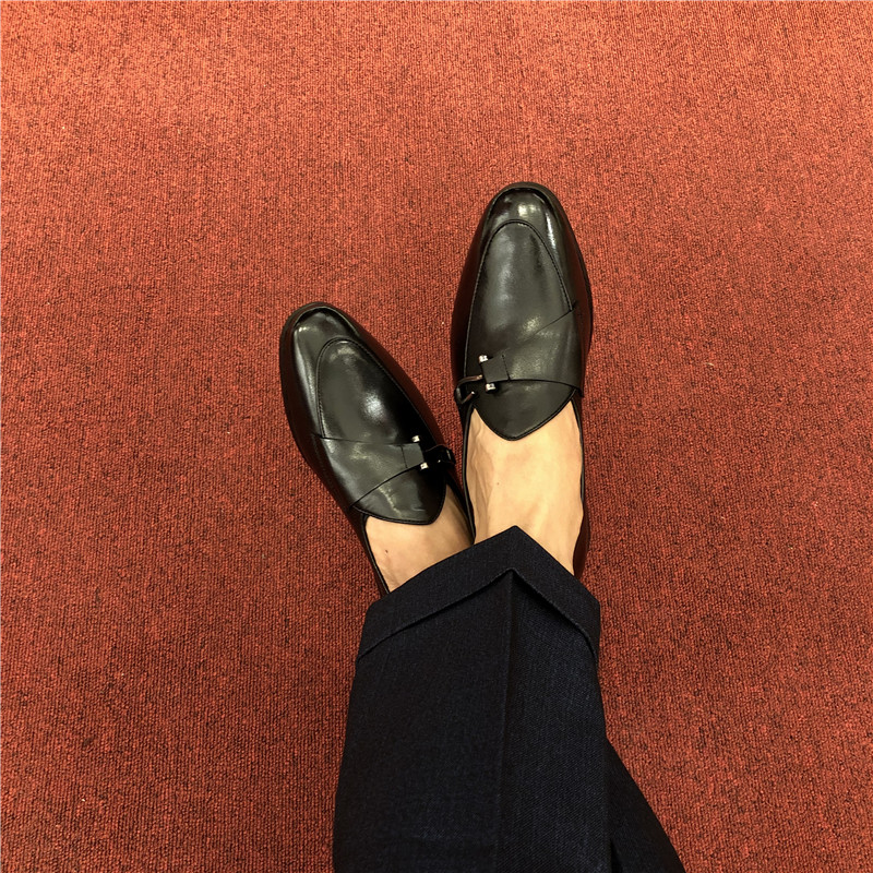 cl复古男士乐福鞋一脚蹬驾车鞋英伦风手工男鞋 银灰色 37