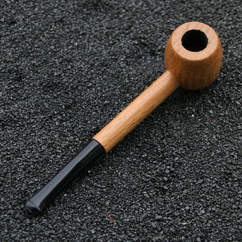 乌木细直杆实木烟斗木木质老式手工烟斗红檀木直式实木雕烟斗 黄杨