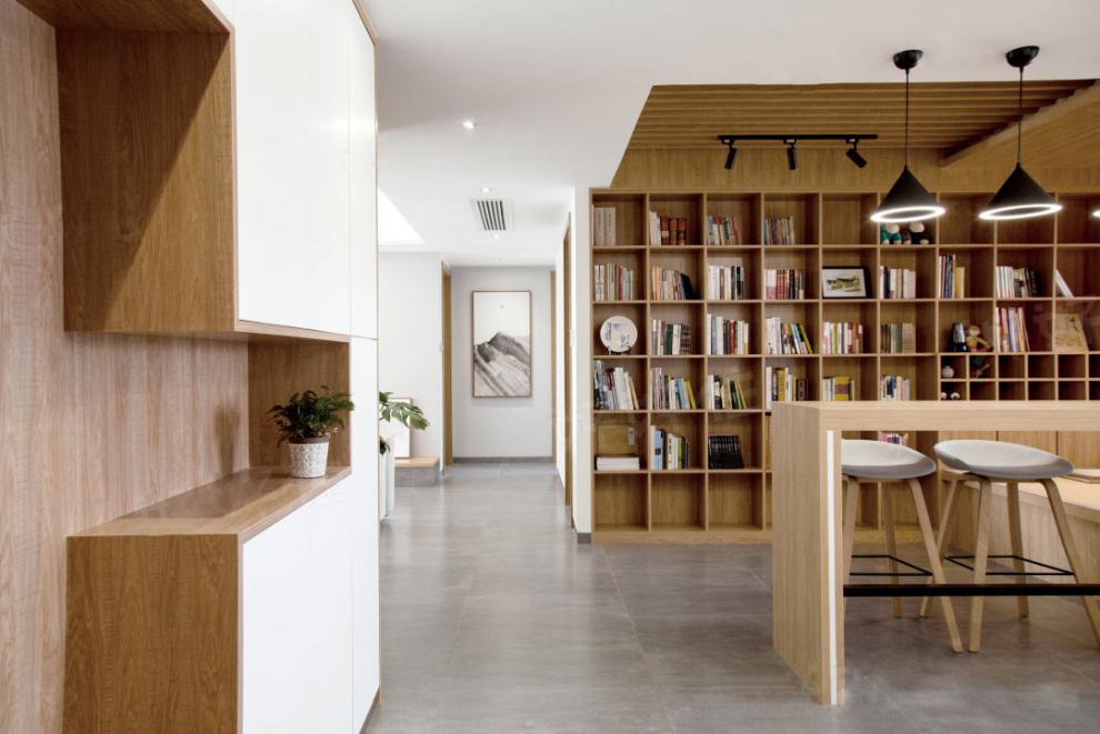 荧格日式白橡自由组合书架落地客厅收纳实木格子置物卧室书柜 白橡木