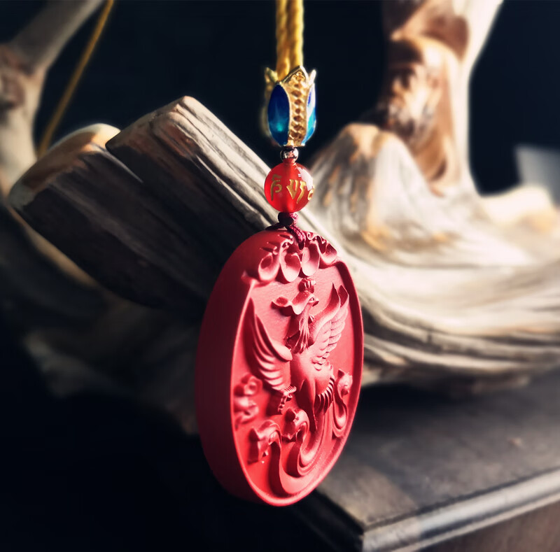 精选京选臻品道家朱砂朱雀凤凰吊坠五行缺火补火男女吊坠毛衣链彩岸