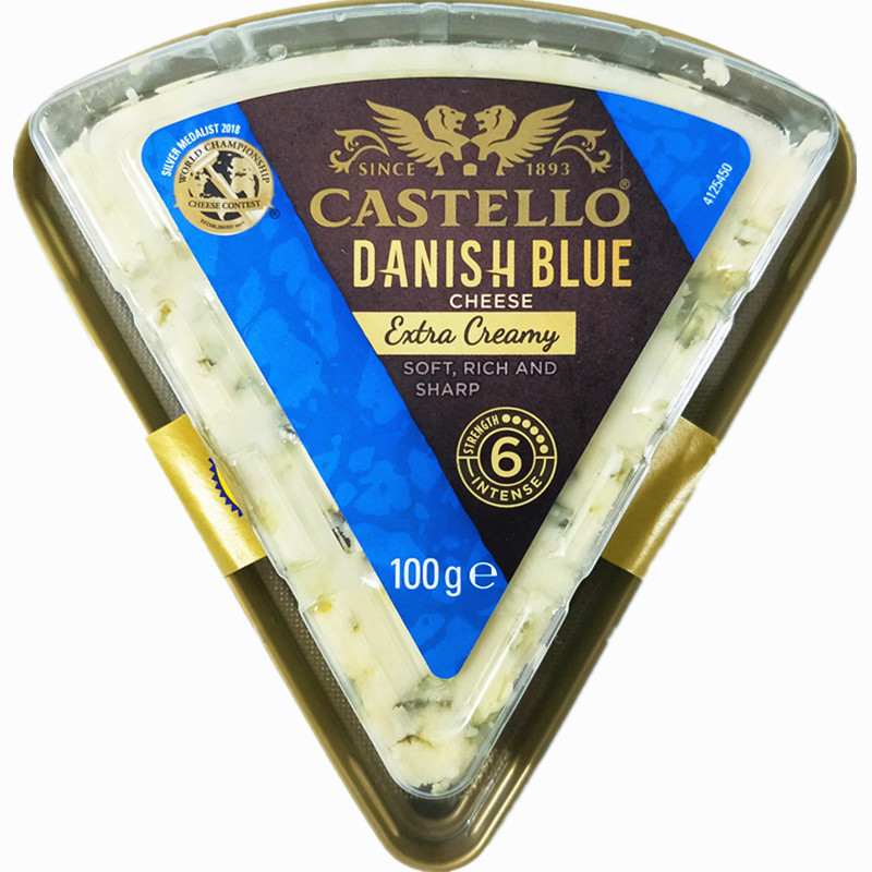 arla三角形蓝波奶酪重奶油风味干酪castellodanishbluecheese