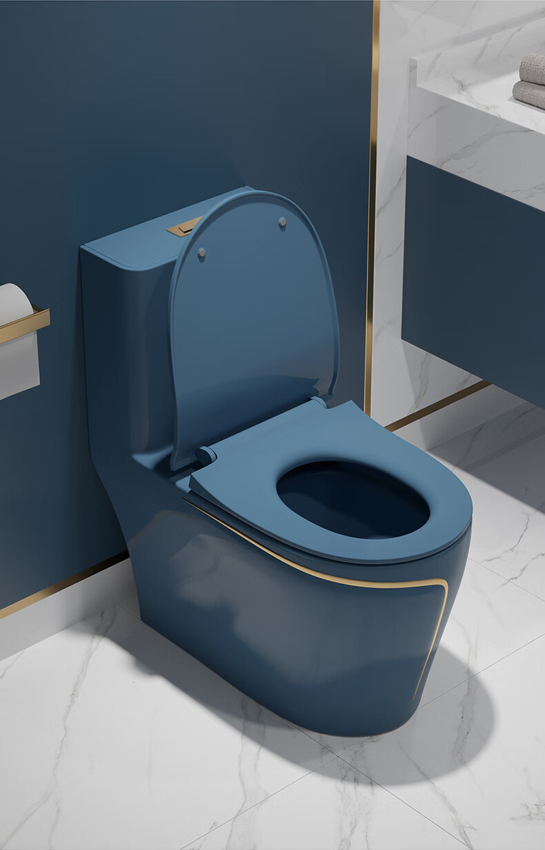 科勒(kohler) 蓝色马桶家用陶瓷彩色成人抽水个性节水虹吸式防臭座坐