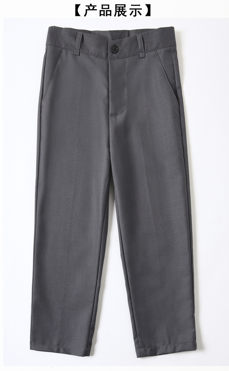小学生校服裤子男童黑色演出服儿童深灰色风钢琴礼服长 灰色 【哔叽