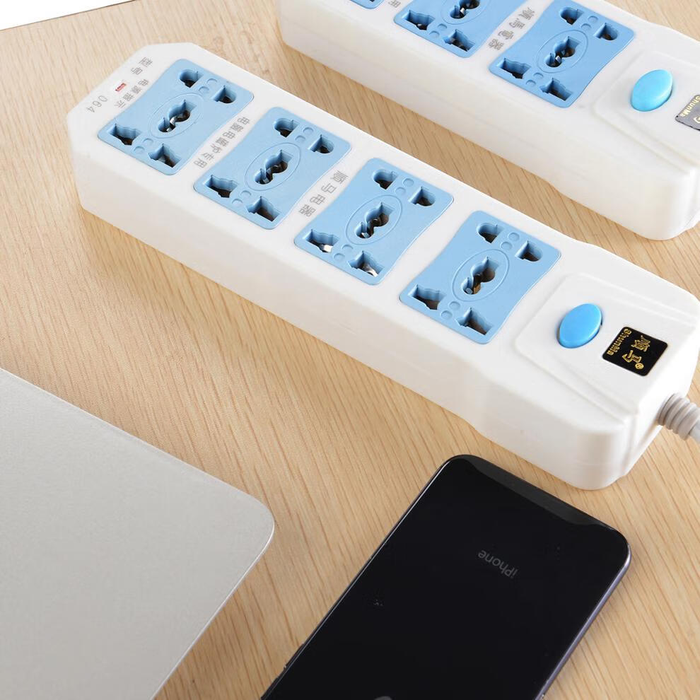 插排圆孔插座电脑电视大排插圆头大孔三孔英式美标德标港标插线板 064