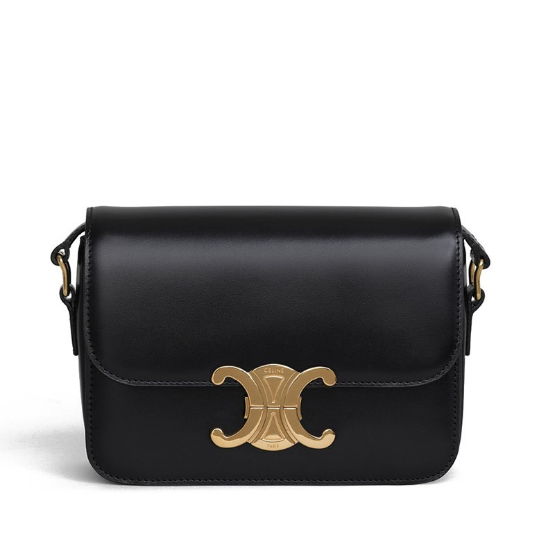 【包税】celine 赛琳 经典款女士triomphe系列teen小牛皮单肩盒子包(5