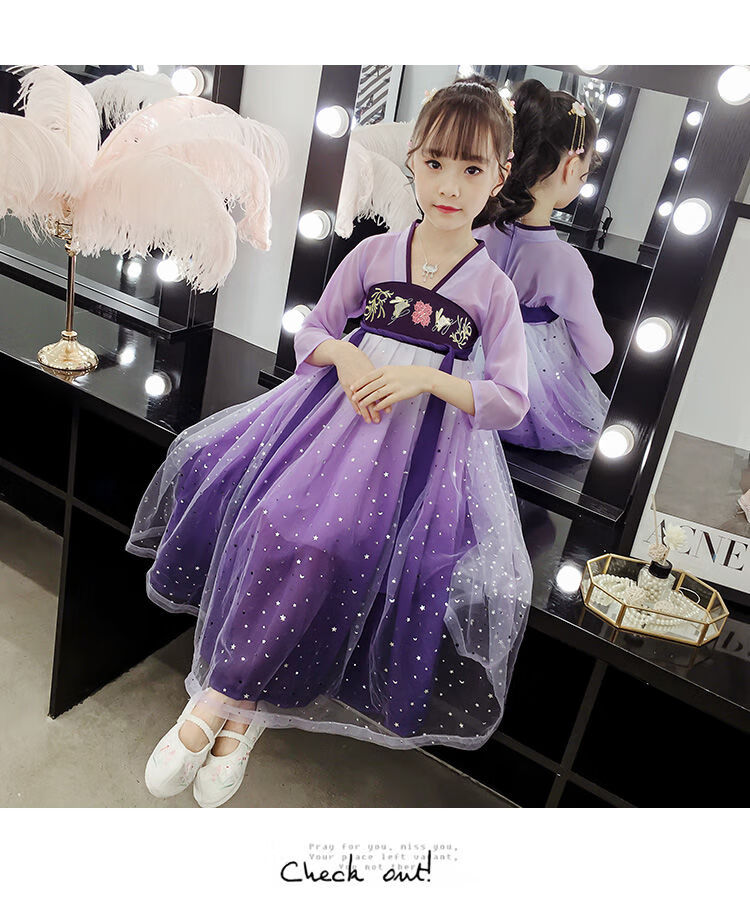 女童汉服连衣裙儿童古装裙子襦裙公主裙夏季新款中国风长裙315岁仙女
