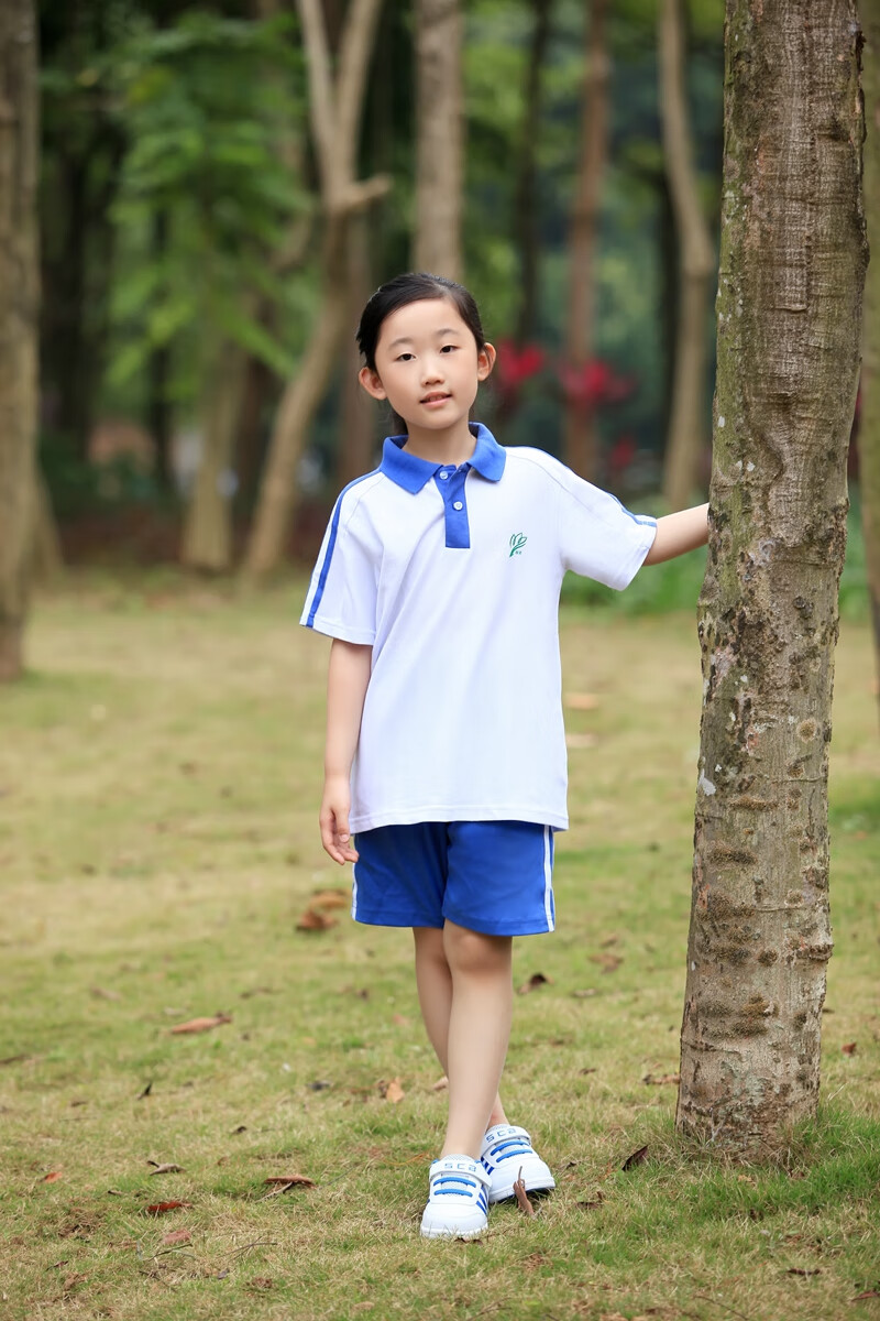 深圳莎臣豹校服小学生女夏季运动服套短袖短裤125cm