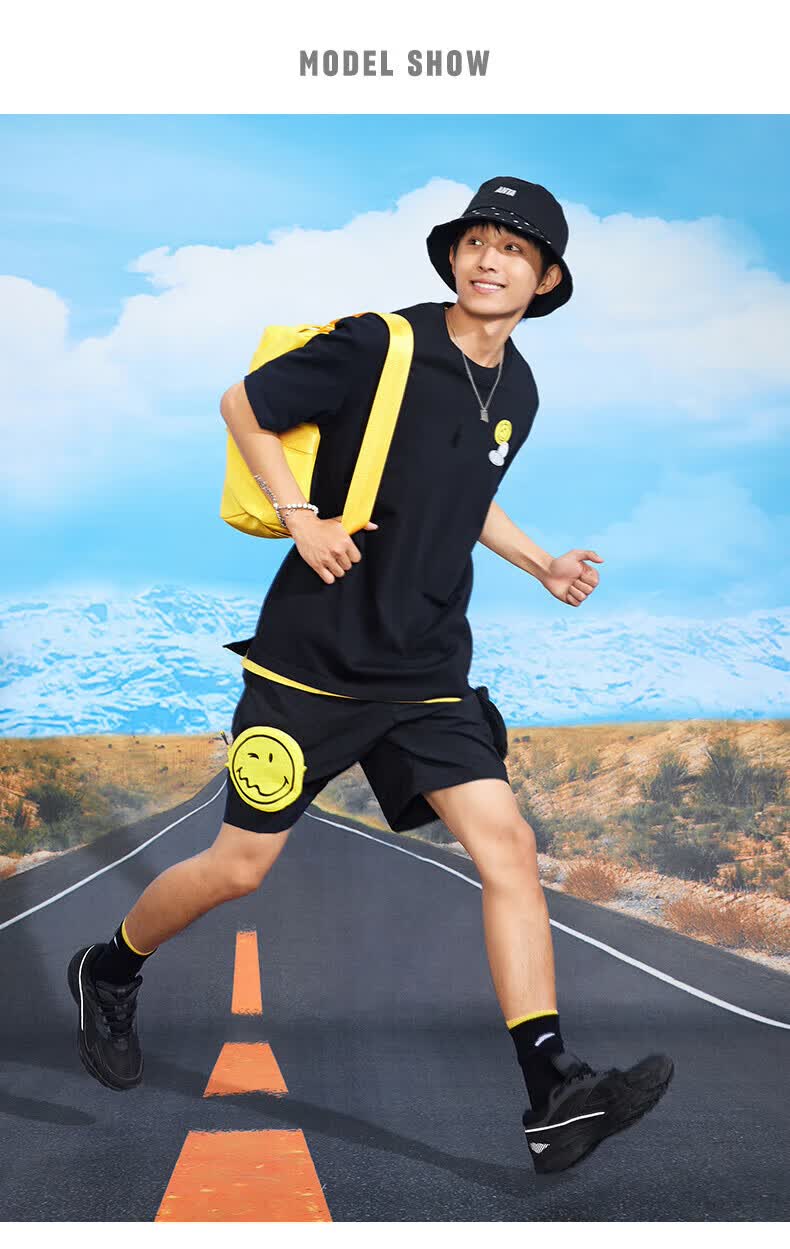 安踏(anta) 短袖t恤x smileyworld联名款高克重男女同款情侣装笑脸